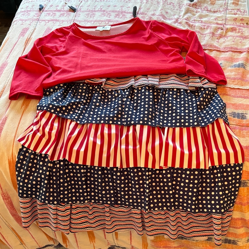 Dainty Jewells Red and Navy Swim Set M
